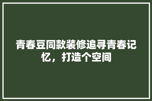 青春豆同款装修追寻青春记忆，打造个空间