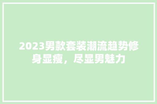 2023男款套装潮流趋势修身显瘦，尽显男魅力