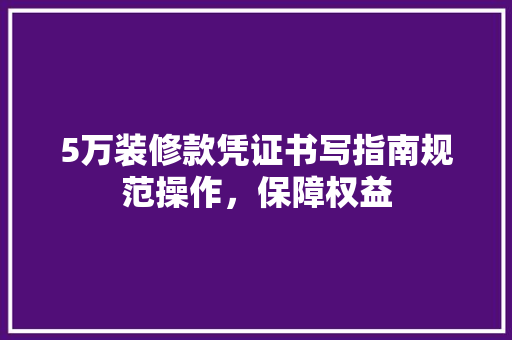 5万装修款凭证书写指南规范操作，保障权益