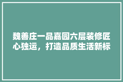 魏善庄一品嘉园六层装修匠心独运，打造品质生活新标杆