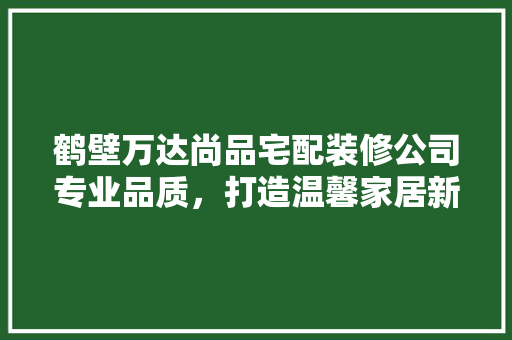 鹤壁万达尚品宅配装修公司专业品质，打造温馨家居新典范