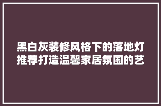 黑白灰装修风格下的落地灯推荐打造温馨家居氛围的艺术之选