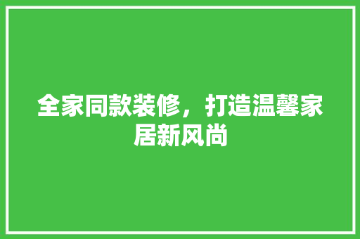 全家同款装修，打造温馨家居新风尚