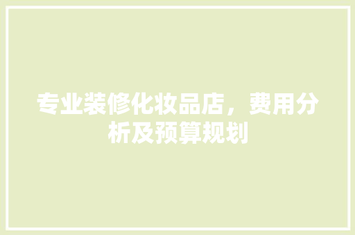 专业装修化妆品店，费用分析及预算规划