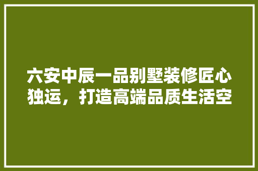 六安中辰一品别墅装修匠心独运，打造高端品质生活空间