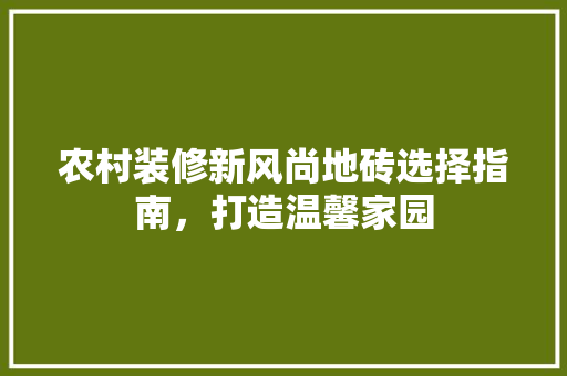 农村装修新风尚地砖选择指南，打造温馨家园  第1张