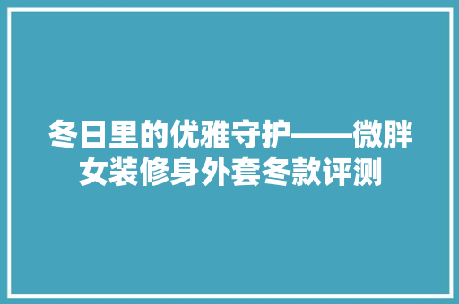 冬日里的优雅守护——微胖女装修身外套冬款评测