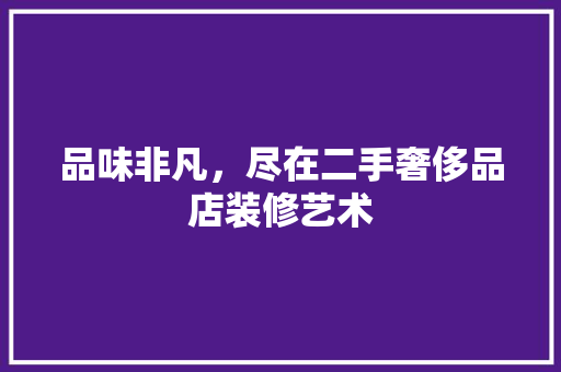 品味非凡，尽在二手奢侈品店装修艺术