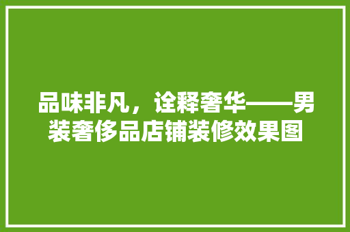 品味非凡，诠释奢华——男装奢侈品店铺装修效果图