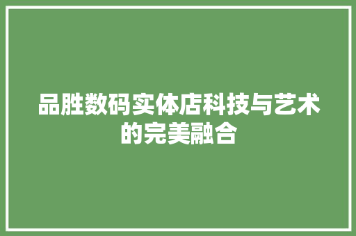 品胜数码实体店科技与艺术的完美融合