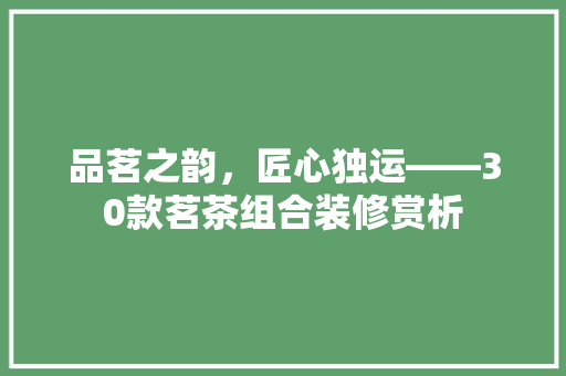 品茗之韵，匠心独运——30款茗茶组合装修赏析