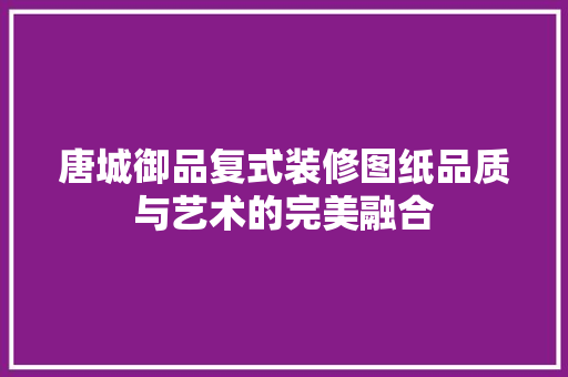 唐城御品复式装修图纸品质与艺术的完美融合