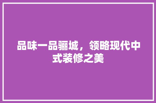 品味一品骊城，领略现代中式装修之美