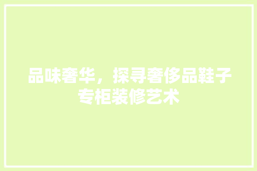 品味奢华，探寻奢侈品鞋子专柜装修艺术