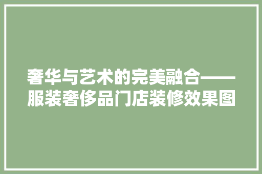奢华与艺术的完美融合——服装奢侈品门店装修效果图背后的秘密