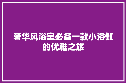 奢华风浴室必备一款小浴缸的优雅之旅
