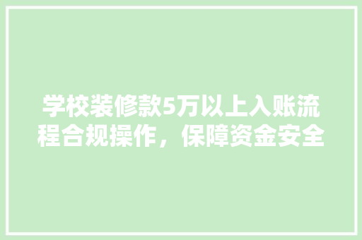 学校装修款5万以上入账流程合规操作，保障资金安全