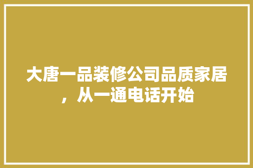 大唐一品装修公司品质家居，从一通电话开始