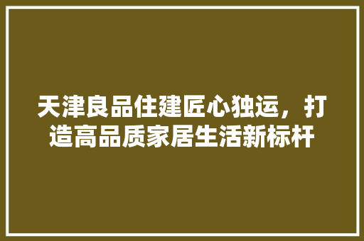 天津良品住建匠心独运，打造高品质家居生活新标杆
