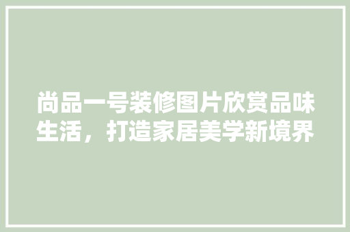 尚品一号装修图片欣赏品味生活，打造家居美学新境界