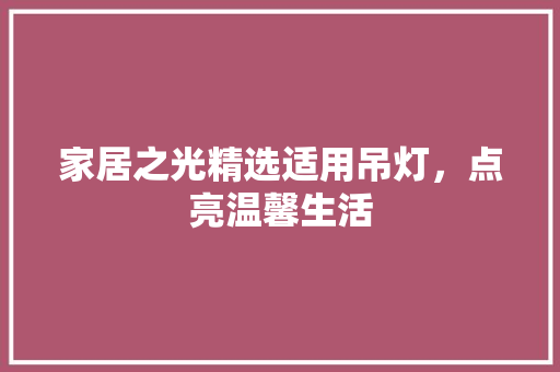 家居之光精选适用吊灯，点亮温馨生活
