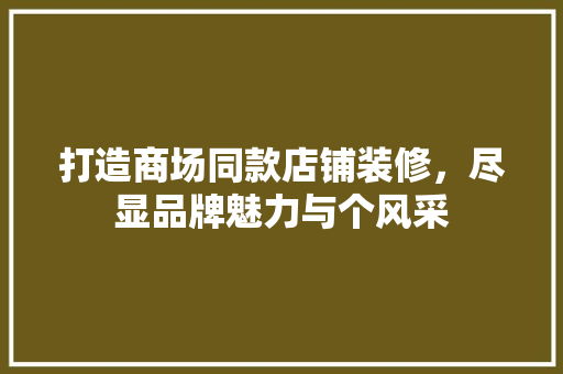 打造商场同款店铺装修，尽显品牌魅力与个风采
