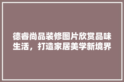 德睿尚品装修图片欣赏品味生活，打造家居美学新境界