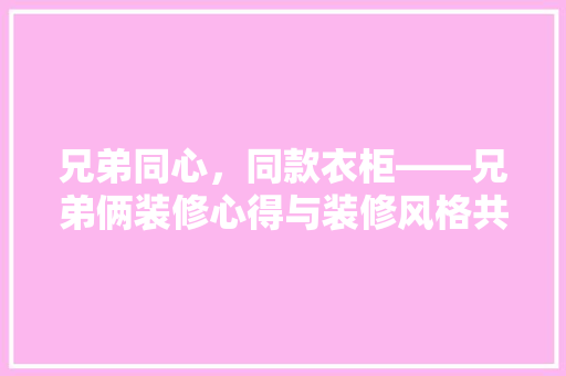 兄弟同心，同款衣柜——兄弟俩装修心得与装修风格共鸣