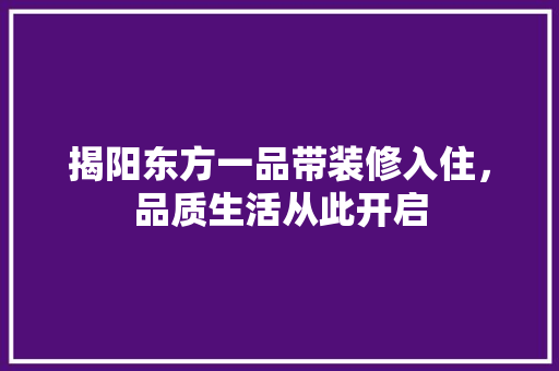揭阳东方一品带装修入住，品质生活从此开启