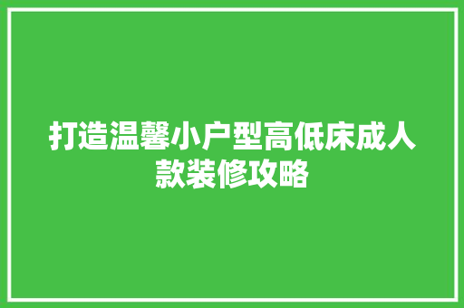 打造温馨小户型高低床成人款装修攻略