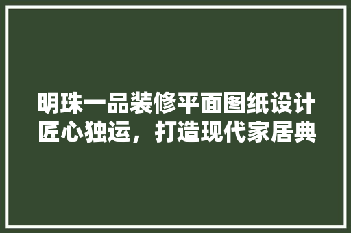明珠一品装修平面图纸设计匠心独运，打造现代家居典范
