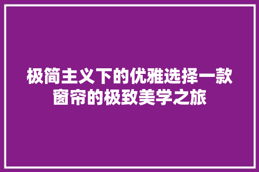 极简主义下的优雅选择一款窗帘的极致美学之旅