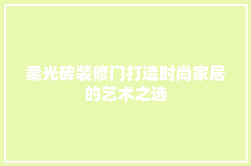 柔光砖装修门打造时尚家居的艺术之选