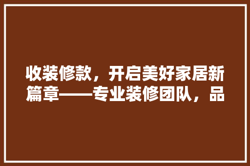 收装修款，开启美好家居新篇章——专业装修团队，品质保障，让家焕然一新！  第1张