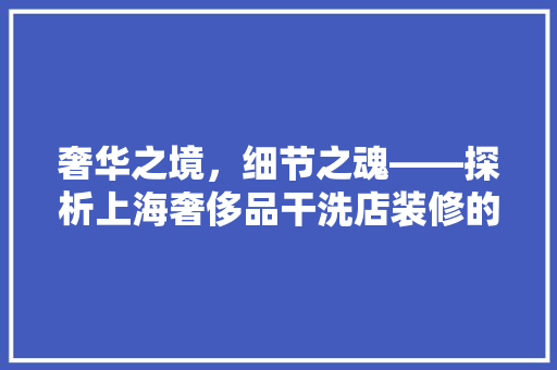 奢华之境，细节之魂——探析上海奢侈品干洗店装修的艺术魅力