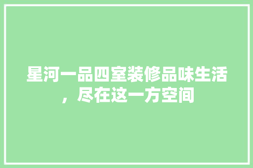 星河一品四室装修品味生活，尽在这一方空间