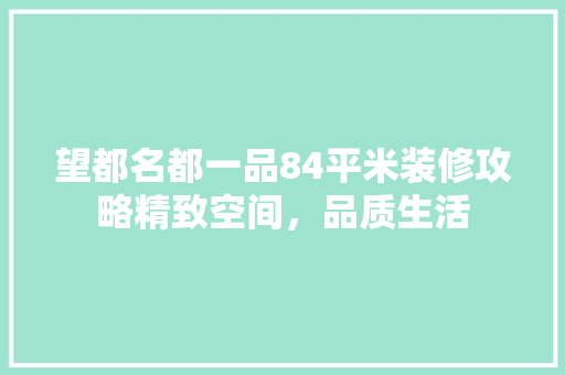 望都名都一品84平米装修攻略精致空间，品质生活