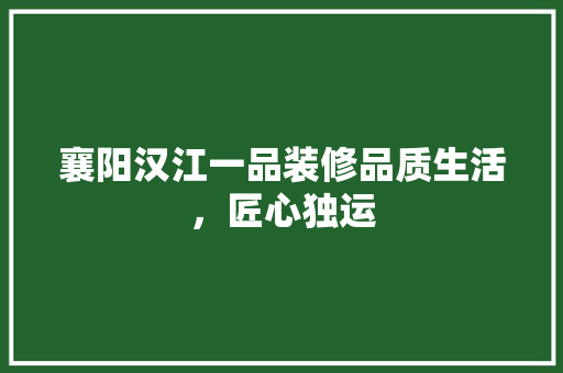 襄阳汉江一品装修品质生活，匠心独运