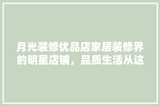 月光装修优品店家居装修界的明星店铺，品质生活从这里开启