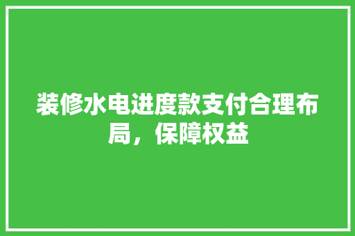 装修水电进度款支付合理布局，保障权益