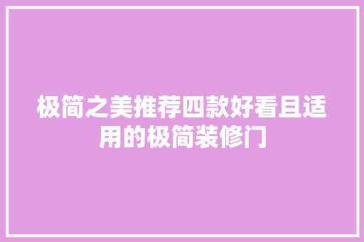 极简之美推荐四款好看且适用的极简装修门