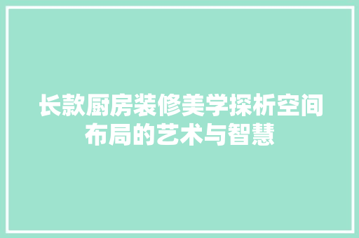 长款厨房装修美学探析空间布局的艺术与智慧