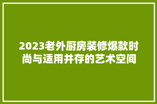 2023老外厨房装修爆款时尚与适用并存的艺术空间