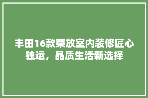 丰田16款荣放室内装修匠心独运，品质生活新选择