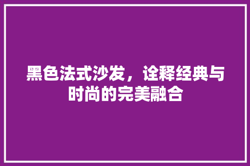黑色法式沙发，诠释经典与时尚的完美融合
