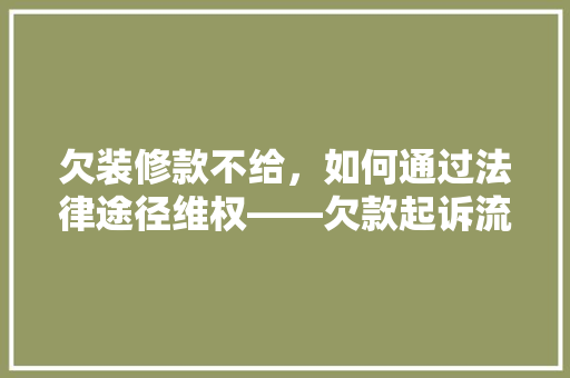 欠装修款不给，如何通过法律途径维权——欠款起诉流程全