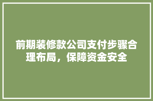 前期装修款公司支付步骤合理布局，保障资金安全  第1张