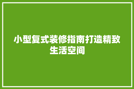 小型复式装修指南打造精致生活空间