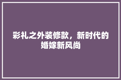 彩礼之外装修款，新时代的婚嫁新风尚