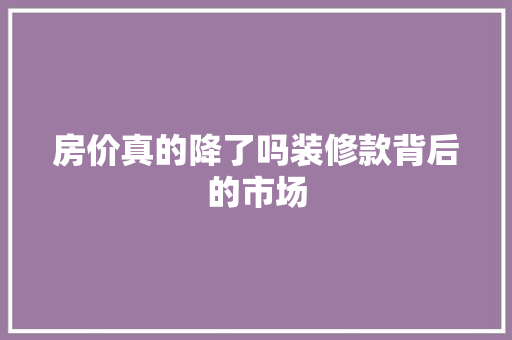 房价真的降了吗装修款背后的市场  第1张